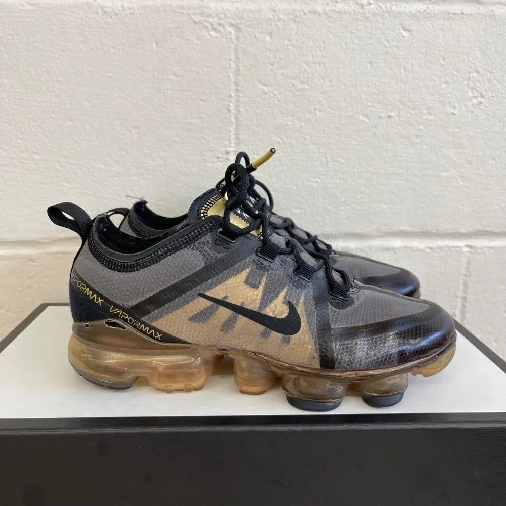Nike Air VaporMax 2019 GS Black Metallic‎ Gold AJ2616-004 Sneaker Youth Boys 5Y